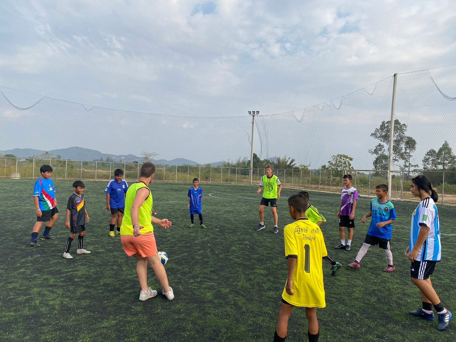 Football training session with local children in Hua Hin